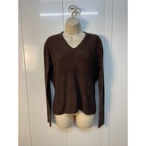 Olo Women’s Long Sleeve V-Neck Soft Sweater Color Brown‎ Size L
